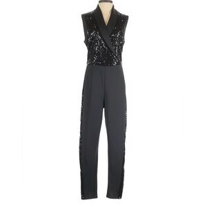 Venus Tuxedo Black Sequin Jumpsuit Size S - NEW